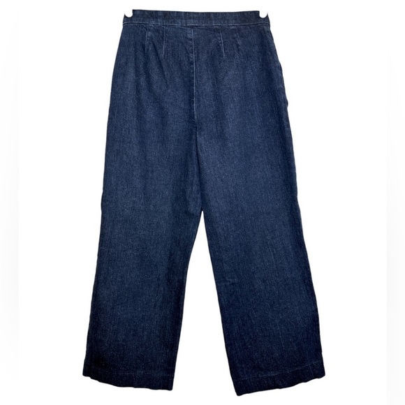 Denim & Company Wide Leg Jeans Relaxed Casual Trousers, Dark Rinse, Size 6 - Picture 2 of 7